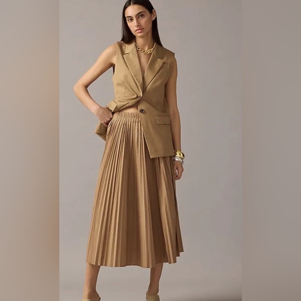 J. Crew Gwyneth Pleated Cotton Blend Midi Skirt Prep NWT Sz XL